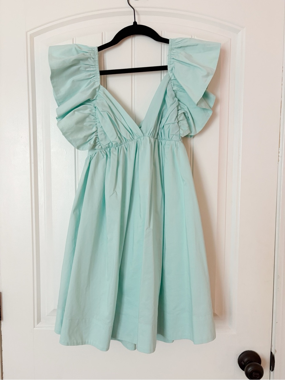 NWT Fab’rik Teal Ruffle Sleeve Mini Dress